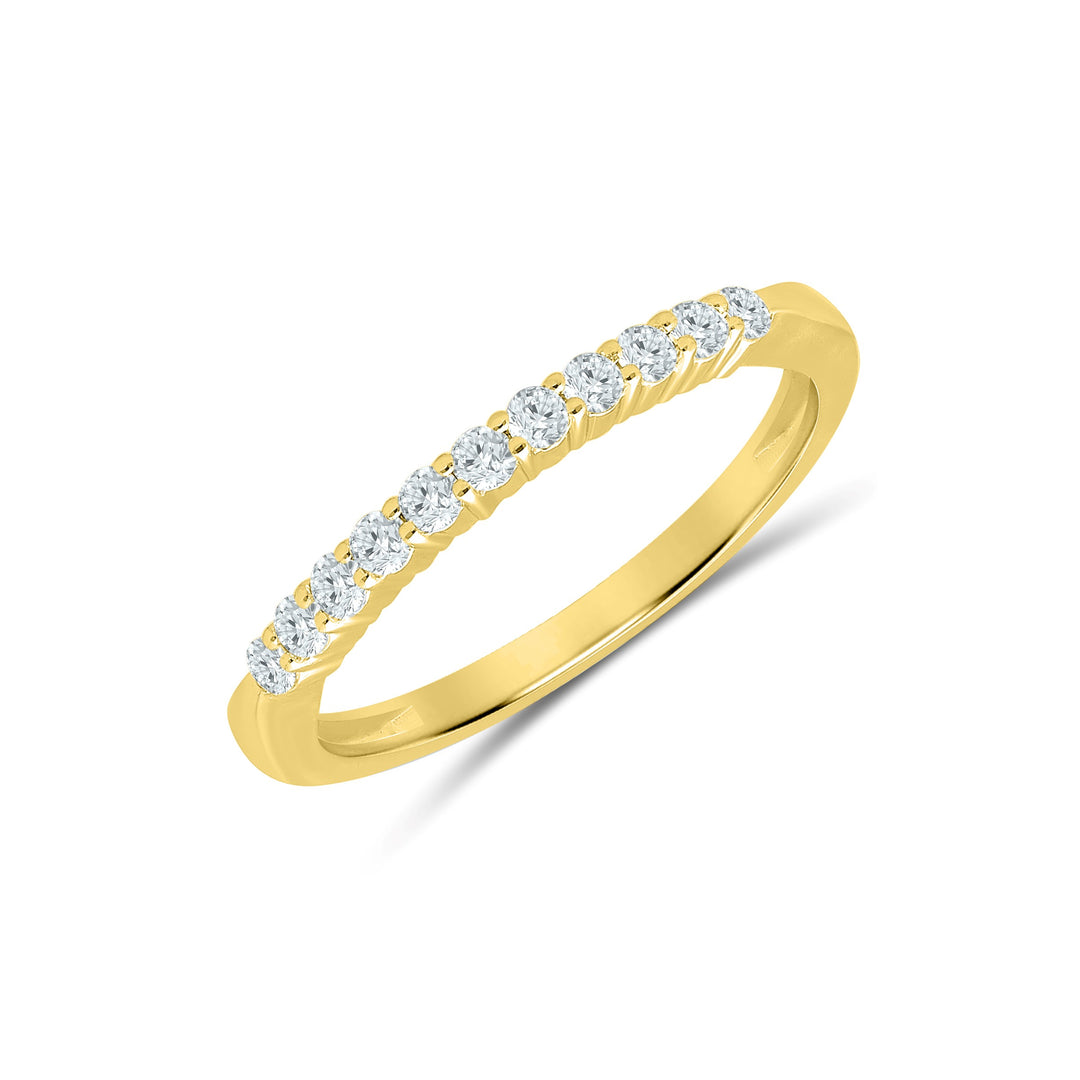 14K Yellow Gold 0.25ctw Round Diamond Eleven Stone Wedding Band