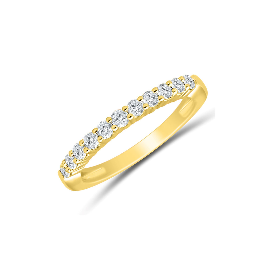 14K Yellow Gold 0.50ctw Round Diamond Eleven Stone Wedding Band