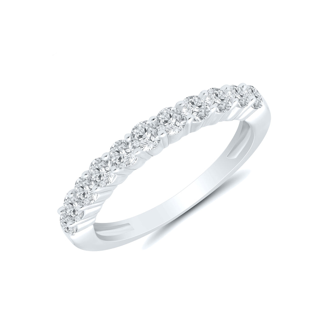 14K White Gold 0.75ctw Round Diamond Eleven Stone Wedding Band
