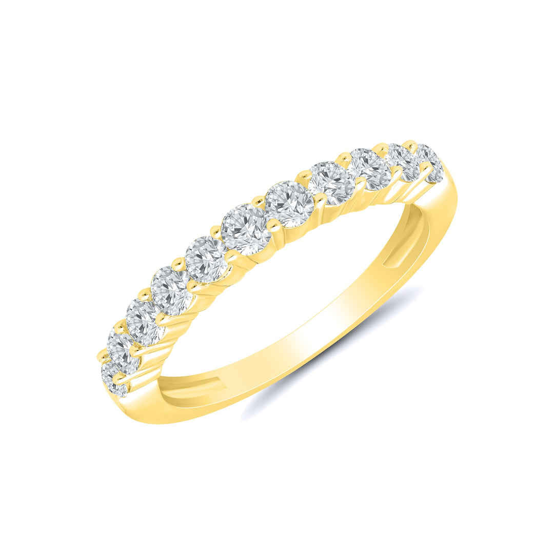 14K Yellow Gold 0.75ctw Round Diamond Eleven Stone Wedding Band