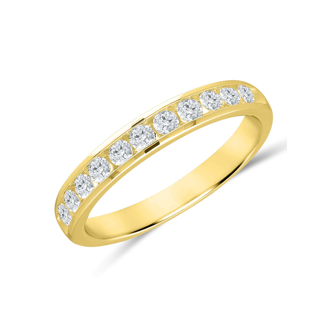 14K Yellow Gold 0.50ctw Round Diamond Eleven Stone Wedding Band