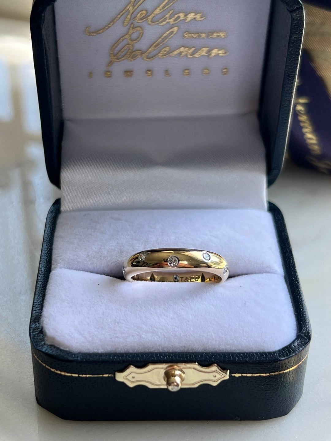 Estate 18K Yellow Gold & Platinum 0.30CTW Diamond Band by Tiffany and Co.