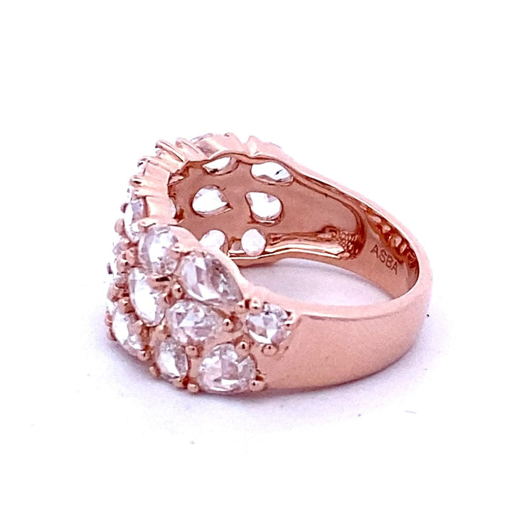 14K Rose Gold 2.19CTW Rose-Cut Diamond Multi Row Band