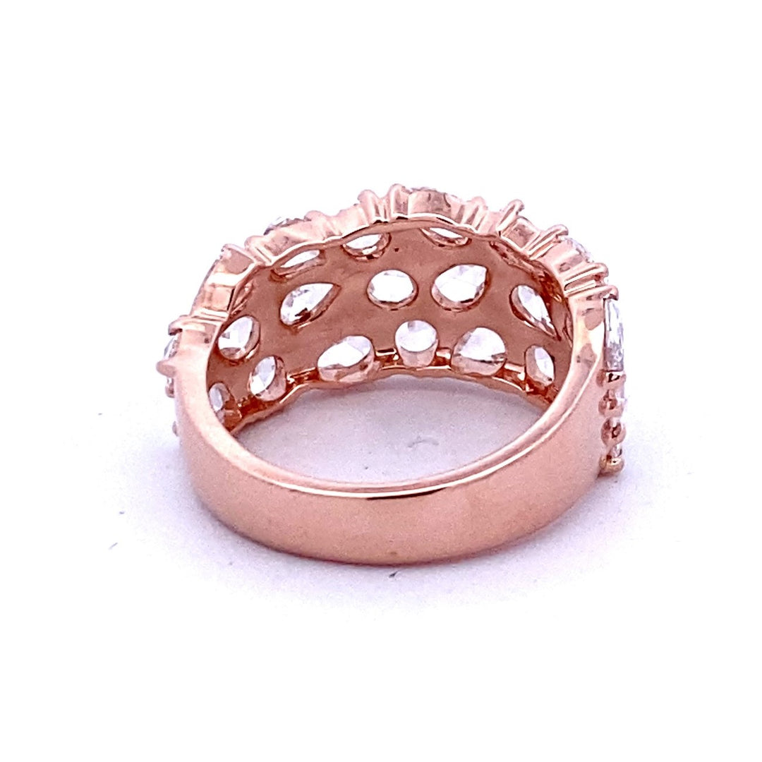 14K Rose Gold 2.19CTW Rose-Cut Diamond Multi Row Band
