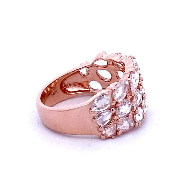 14K Rose Gold 2.19CTW Rose-Cut Diamond Multi Row Band