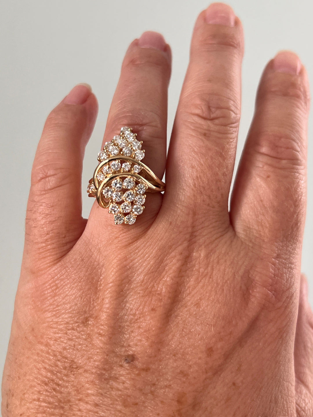 Estate 14K Yellow Gold 1.85CTW Diamond Cluster Ring