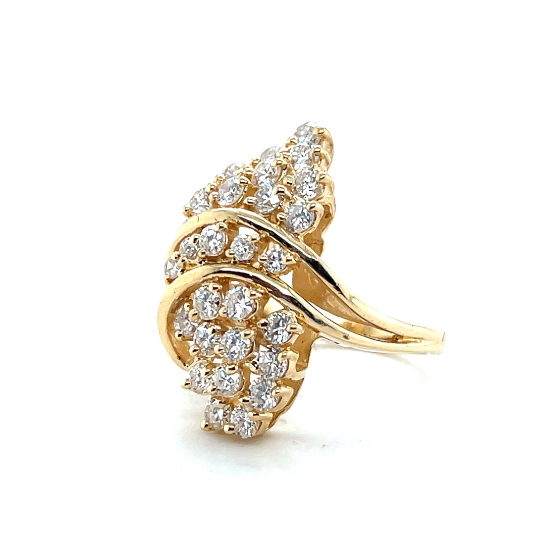 Estate 14K Yellow Gold 1.85CTW Diamond Cluster Ring