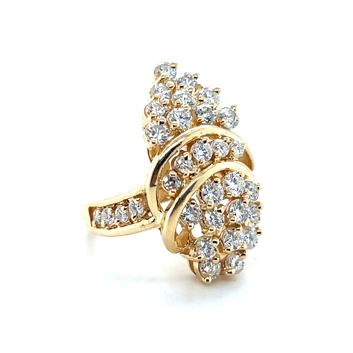 Estate 14K Yellow Gold 1.85CTW Diamond Cluster Ring