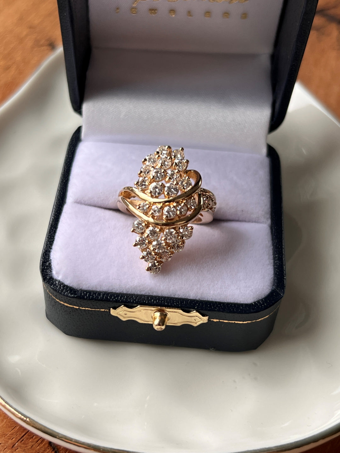 Estate 14K Yellow Gold 1.85CTW Diamond Cluster Ring