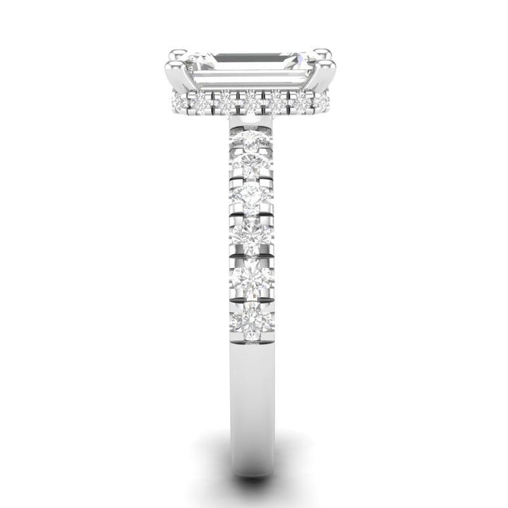 14K White Gold 0.54ctw Diamond Hidden Halo Engagement Ring Mounting