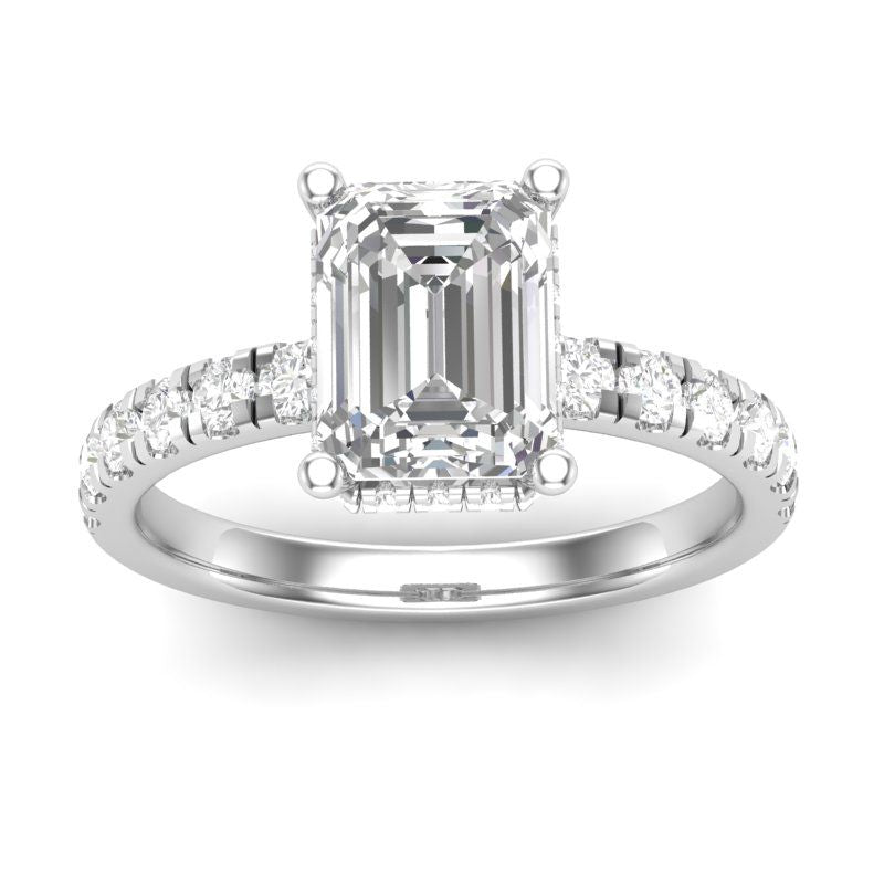 14K White Gold 0.54ctw Diamond Hidden Halo Engagement Ring Mounting