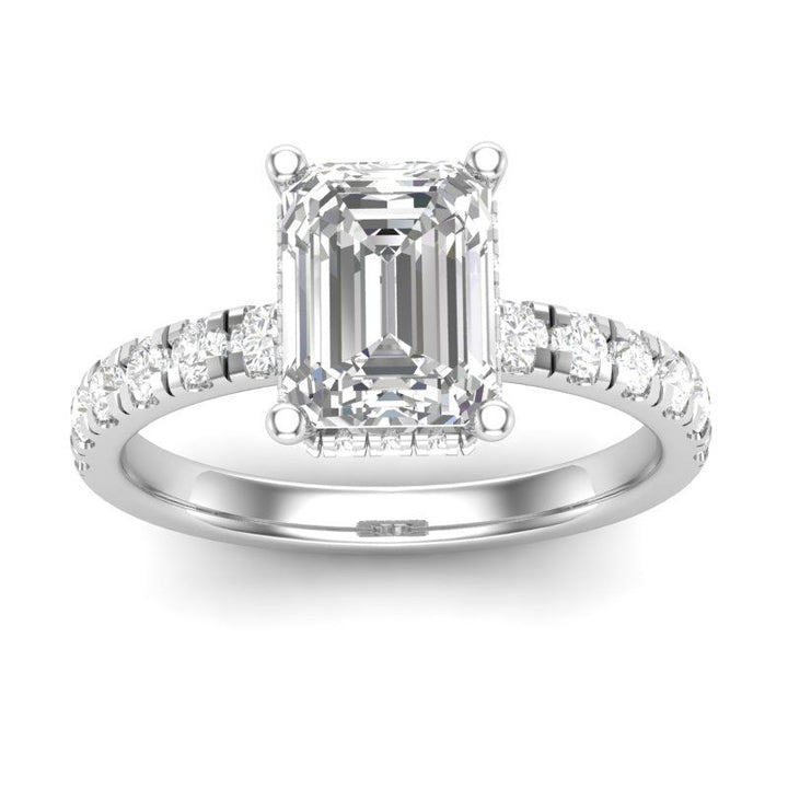 14K White Gold 0.54ctw Diamond Hidden Halo Engagement Ring Mounting