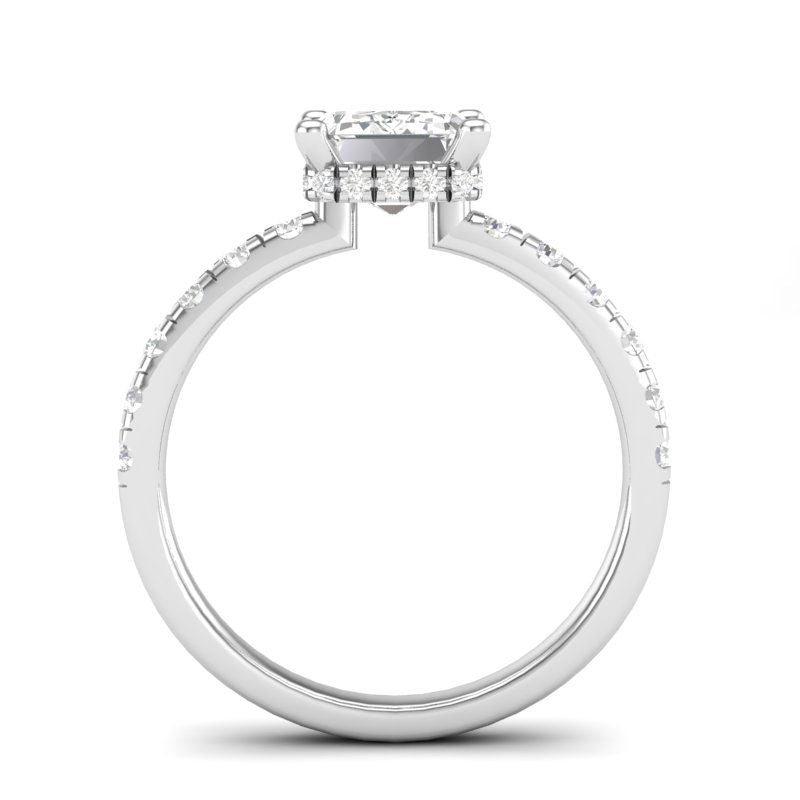 14K White Gold 0.54ctw Diamond Hidden Halo Engagement Ring Mounting