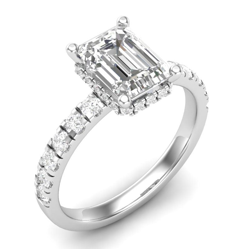14K White Gold 0.54ctw Diamond Hidden Halo Engagement Ring Mounting