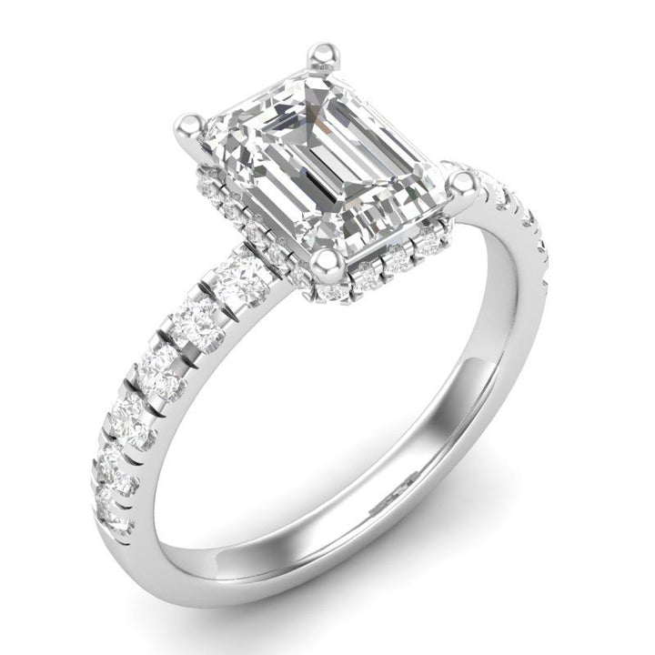 14K White Gold 0.54ctw Diamond Hidden Halo Engagement Ring Mounting