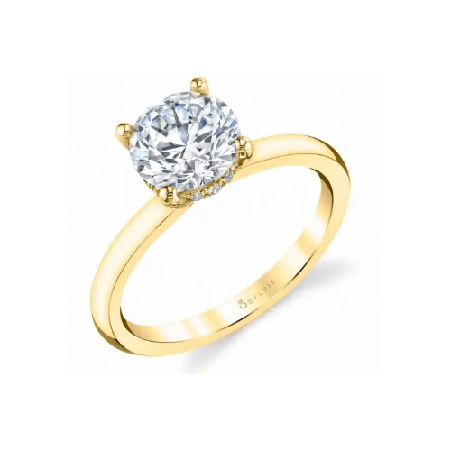 14K Yellow Gold 0.12CTW Diamond Hidden Halo Engagement Ring Mounting