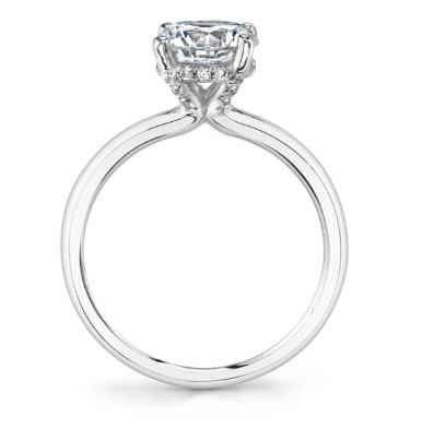 14K White Gold 0.11CTW Diamond Halo Collar Engagement Ring Mounting