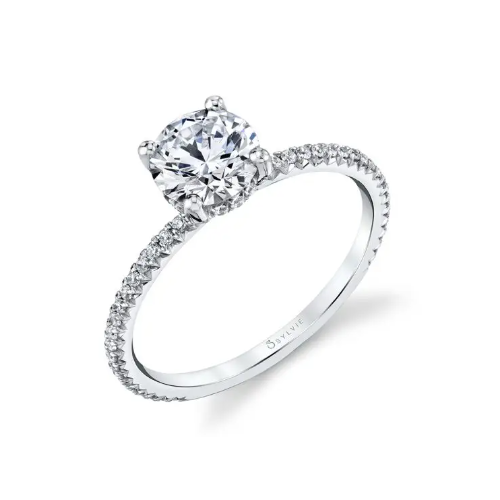 14K White Gold 0.27CTW Diamond Classic Engagement Ring Mounting