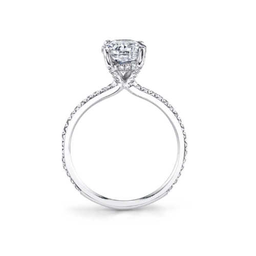 14K White Gold 0.29CTW Diamond Hidden Halo Engagement Ring Mounting