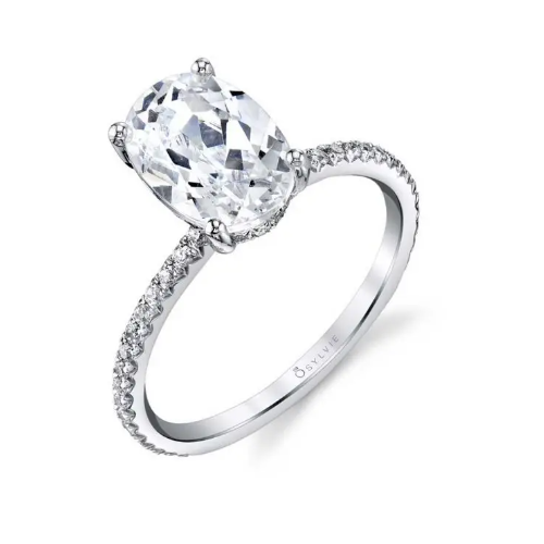 14K White Gold 0.29CTW Diamond Hidden Halo Engagement Ring Mounting