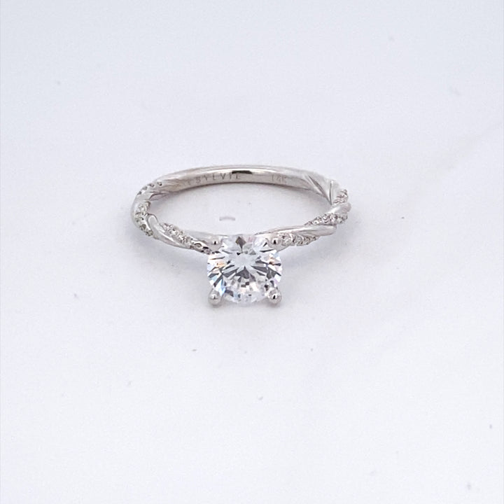 14K White Gold 0.15ctw Diamond Twist Engagement Ring Mounting