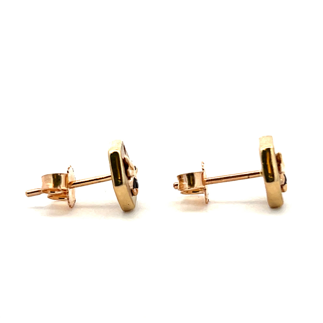 10K Yellow Gold Diamond Bumble Bee Stud Earrings