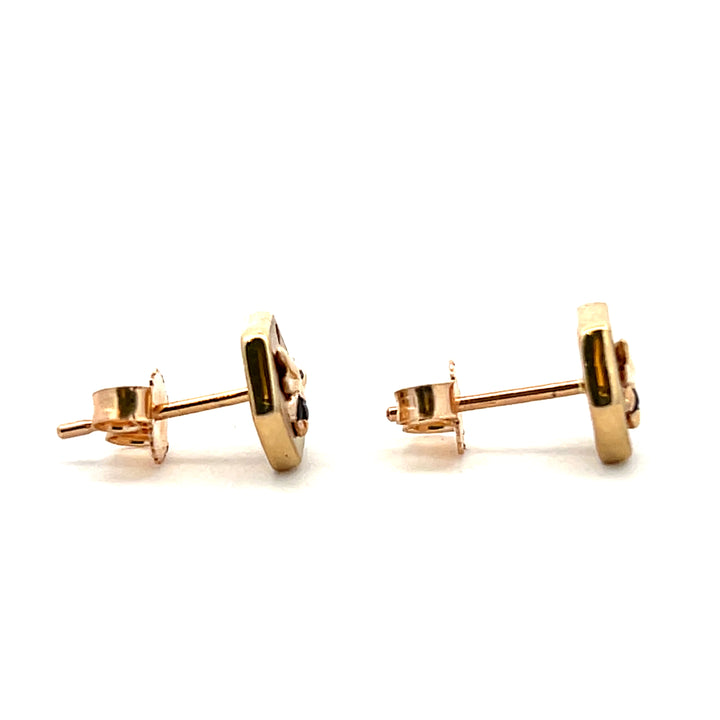 10K Yellow Gold Diamond Bumble Bee Stud Earrings