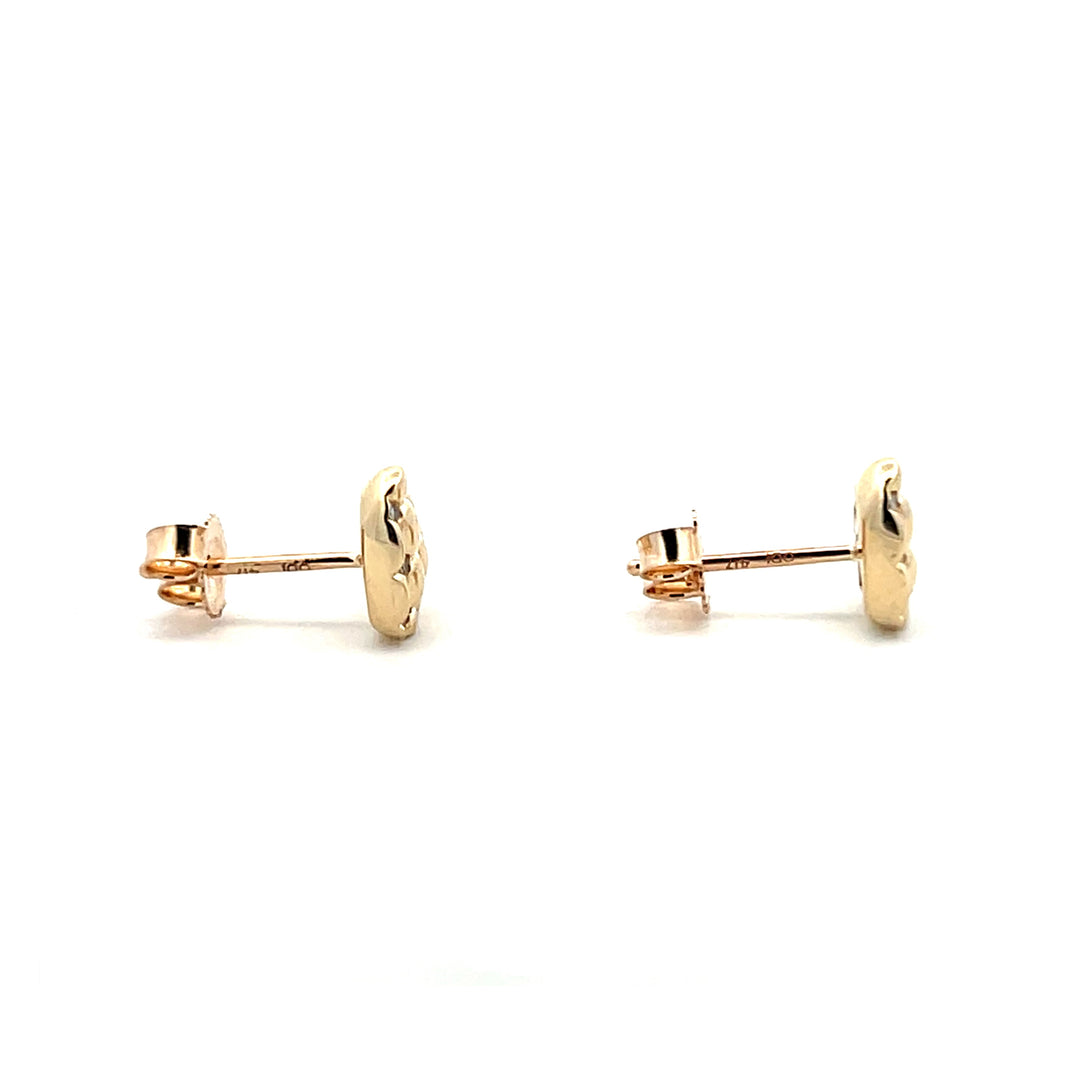 10K Yellow Gold 0.05CTW Quilted Diamond Heart Earrings