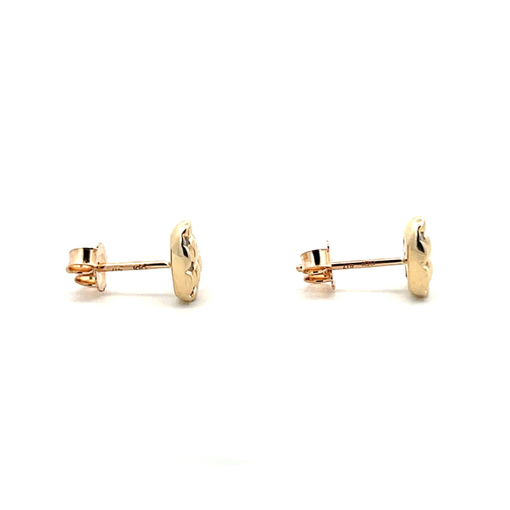 10K Yellow Gold 0.05CTW Quilted Diamond Heart Earrings