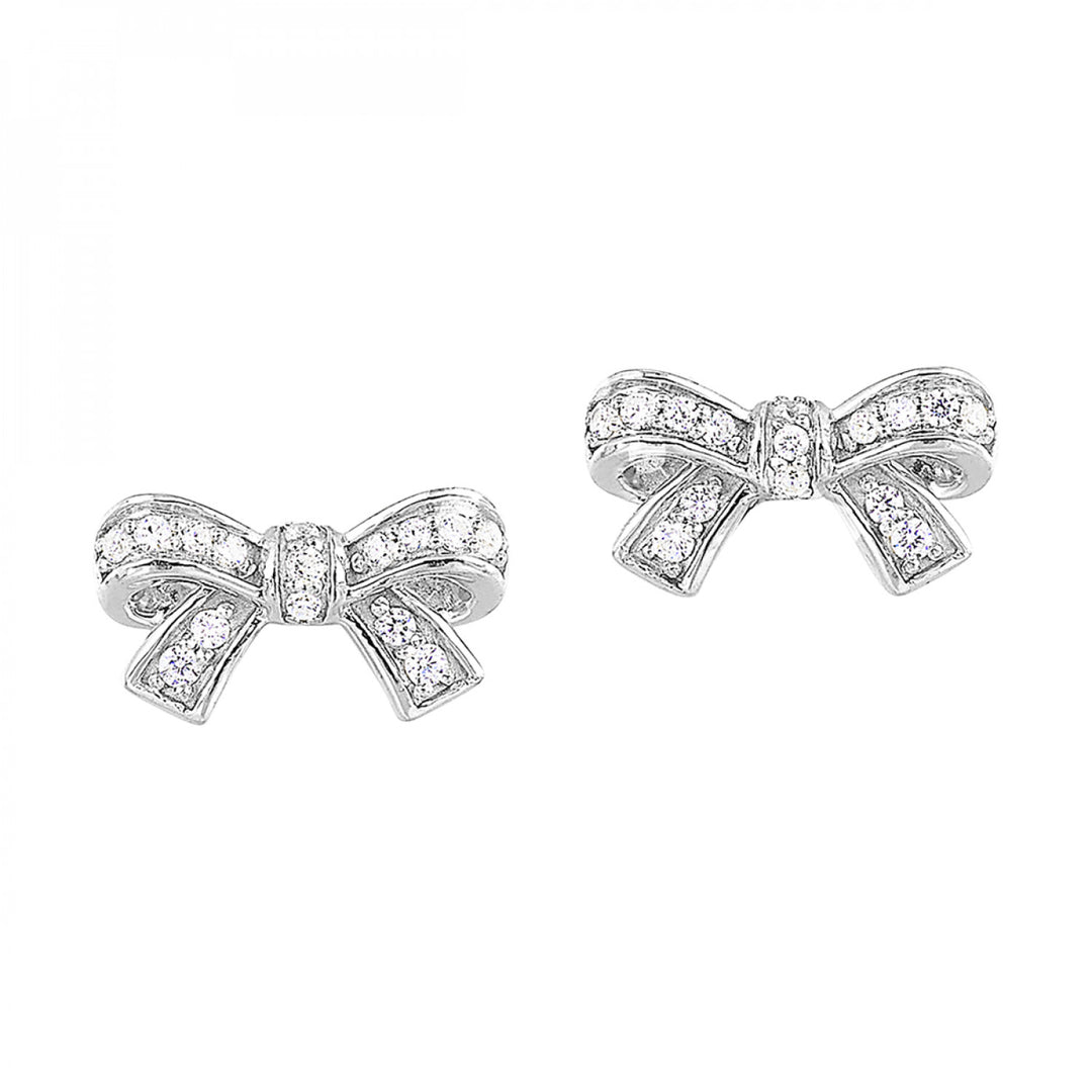 10K White Gold 0.14ctw Diamond Bow Stud Earrings