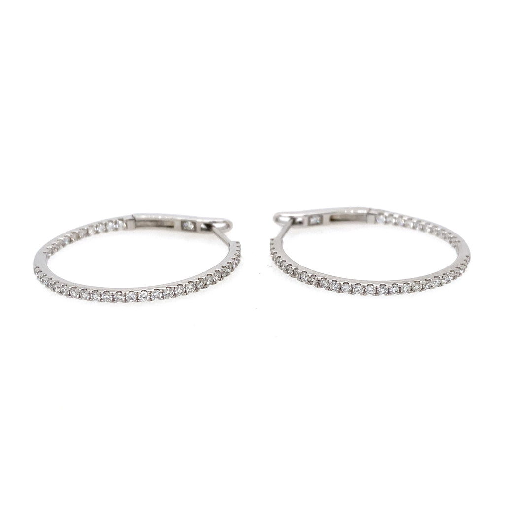 18K White Gold 0.65CTW Diamond Inside Out Hoop Earrings