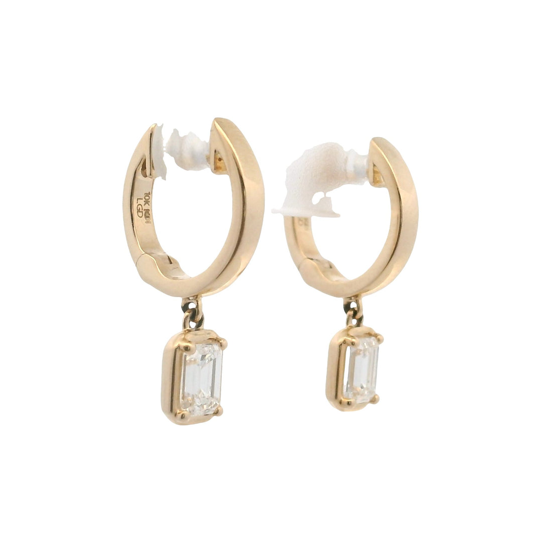 10K Yellow Gold 0.75CTW Emerald-Cut Lab Diamond Drop Earrings