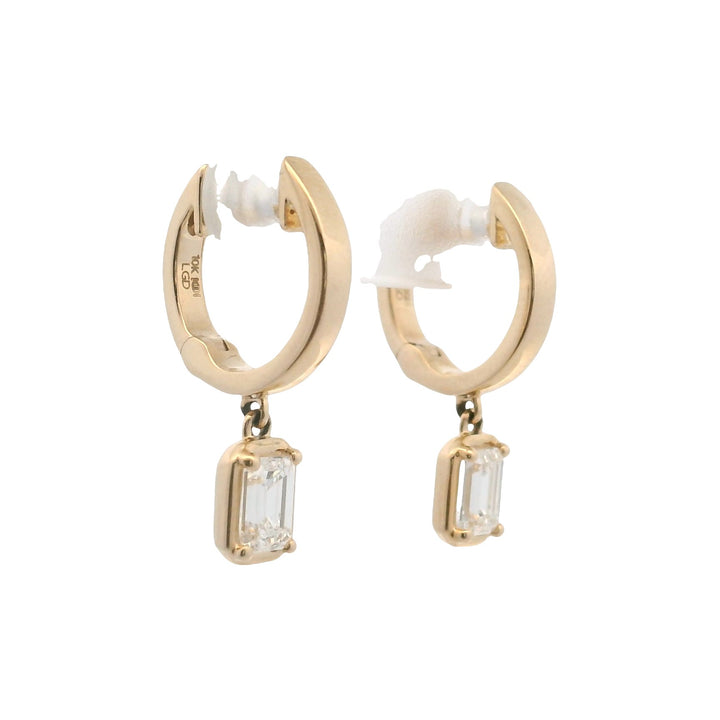 10K Yellow Gold 0.75CTW Emerald-Cut Lab Diamond Drop Earrings