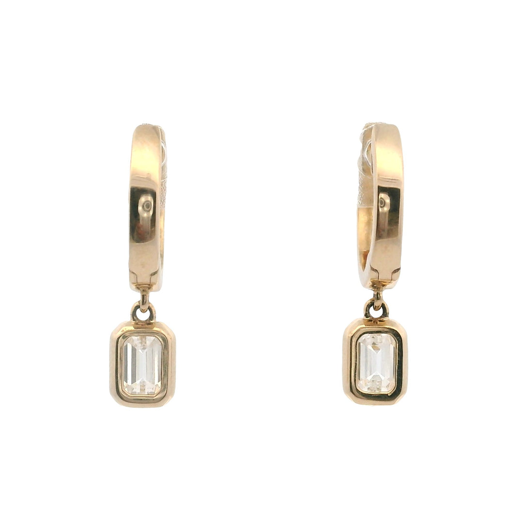 10K Yellow Gold 0.75CTW Emerald-Cut Lab Diamond Drop Earrings