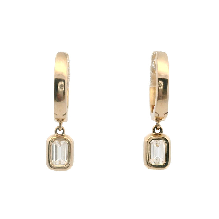10K Yellow Gold 0.75CTW Emerald-Cut Lab Diamond Drop Earrings