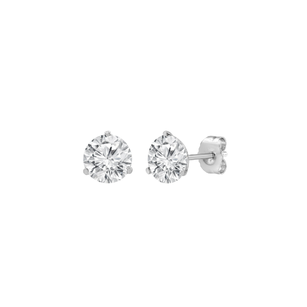 14K White Gold 1.00ctw Round Lab Diamond Solitaire Stud Earrings