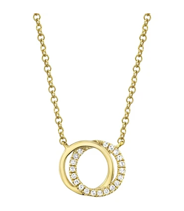 14K Yellow Gold 0.07ctw Round Diamond Love Knot Necklace by Shy Creation