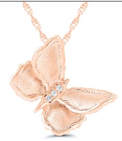 10K Rose Gold 0.01ctw Diamond Butterfly Necklace
