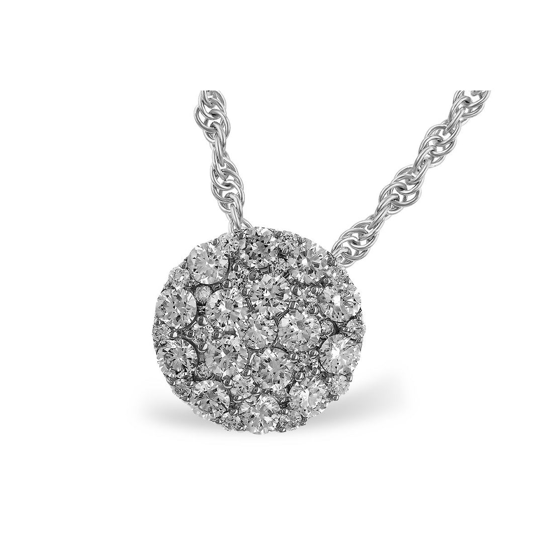 14K White Gold 1.00ctw Diamond Cluster Necklace by Allison Kaufman