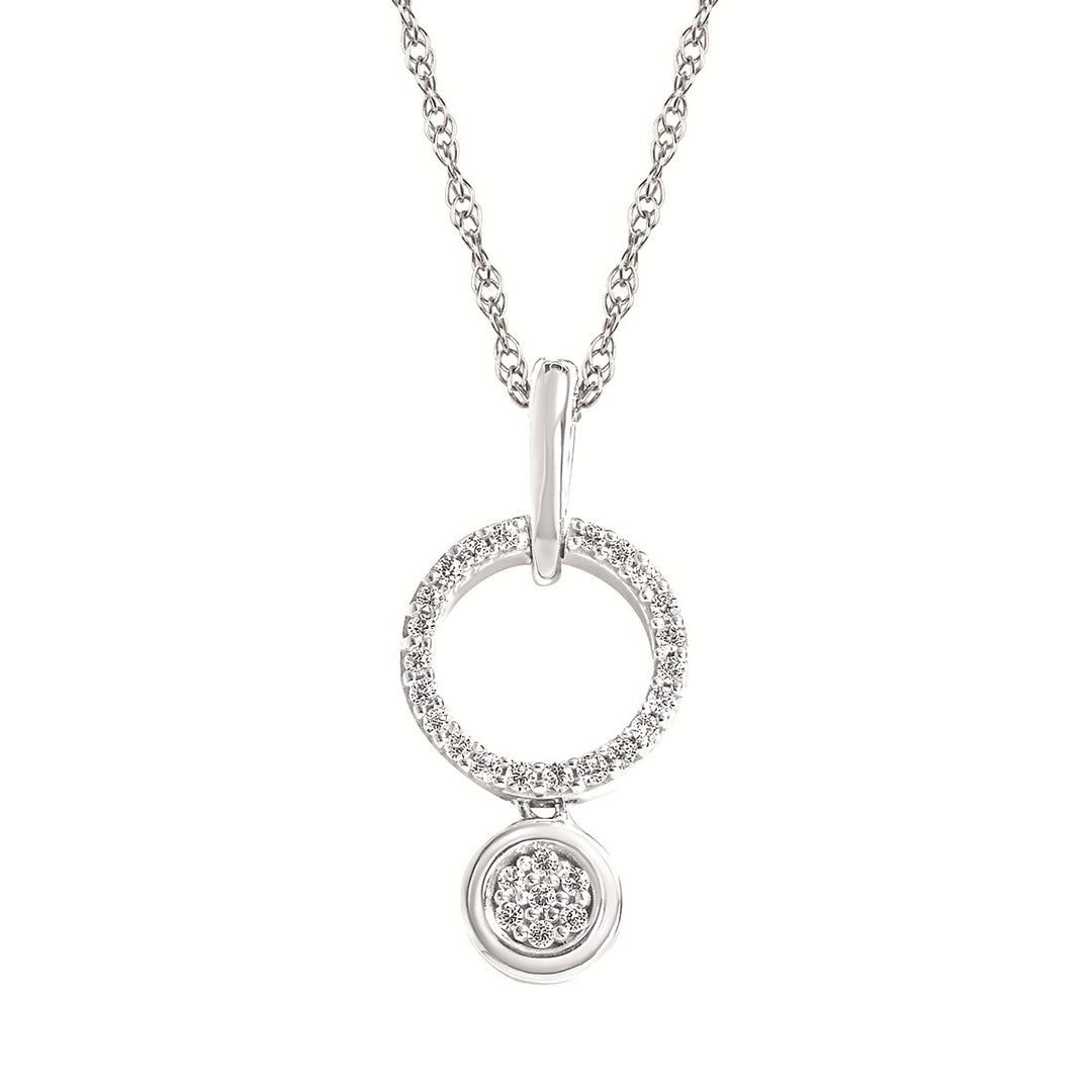 Sterling Silver 0.09ctw Round Diamond Drop Necklace