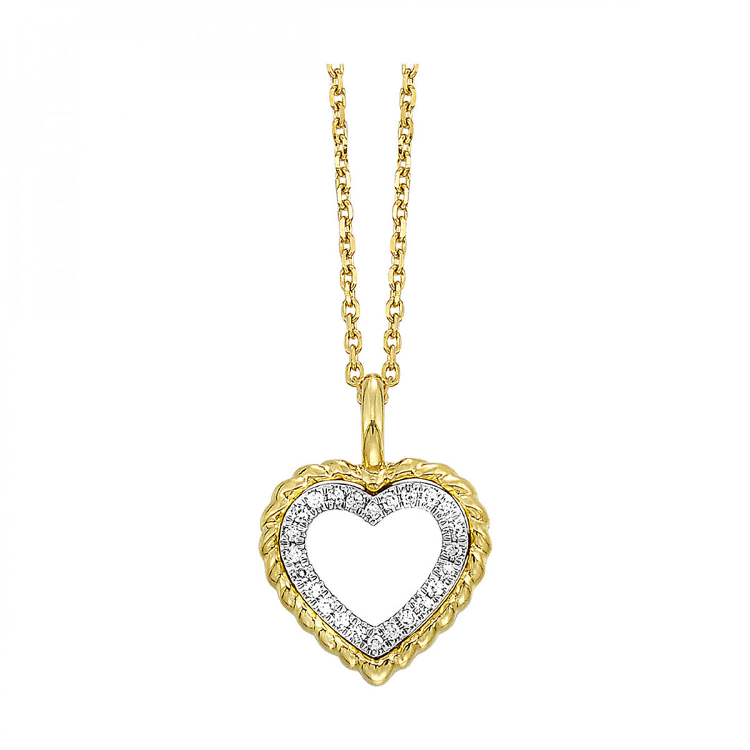 14K Yellow Gold 0.05ctw Diamond Heart Necklace