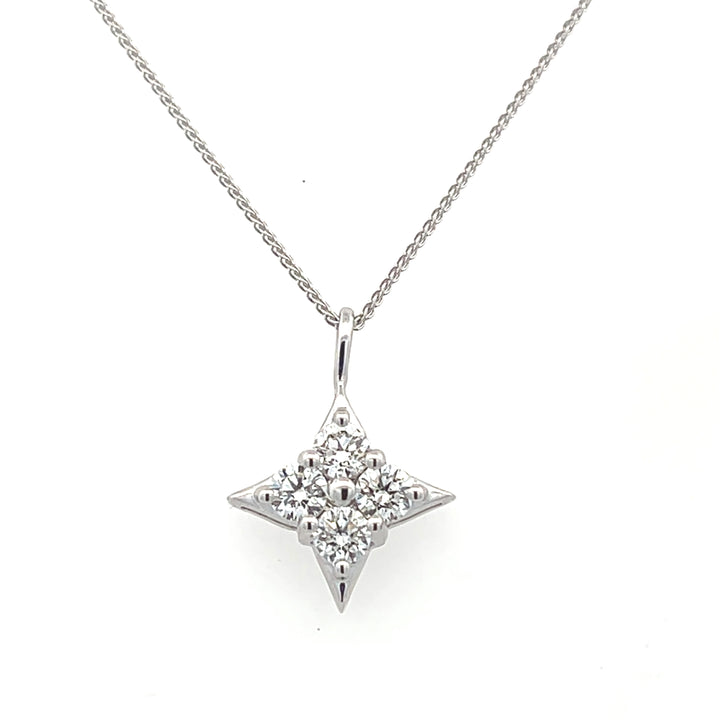 14K White Gold 0.75ctw Diamond Star Necklace