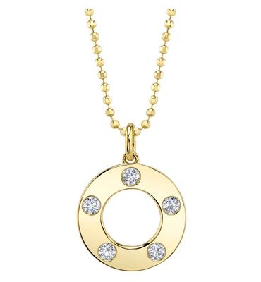 14K Yellow Gold 0.24CTW Diamond Circle Pendant Necklace by Shy Creation