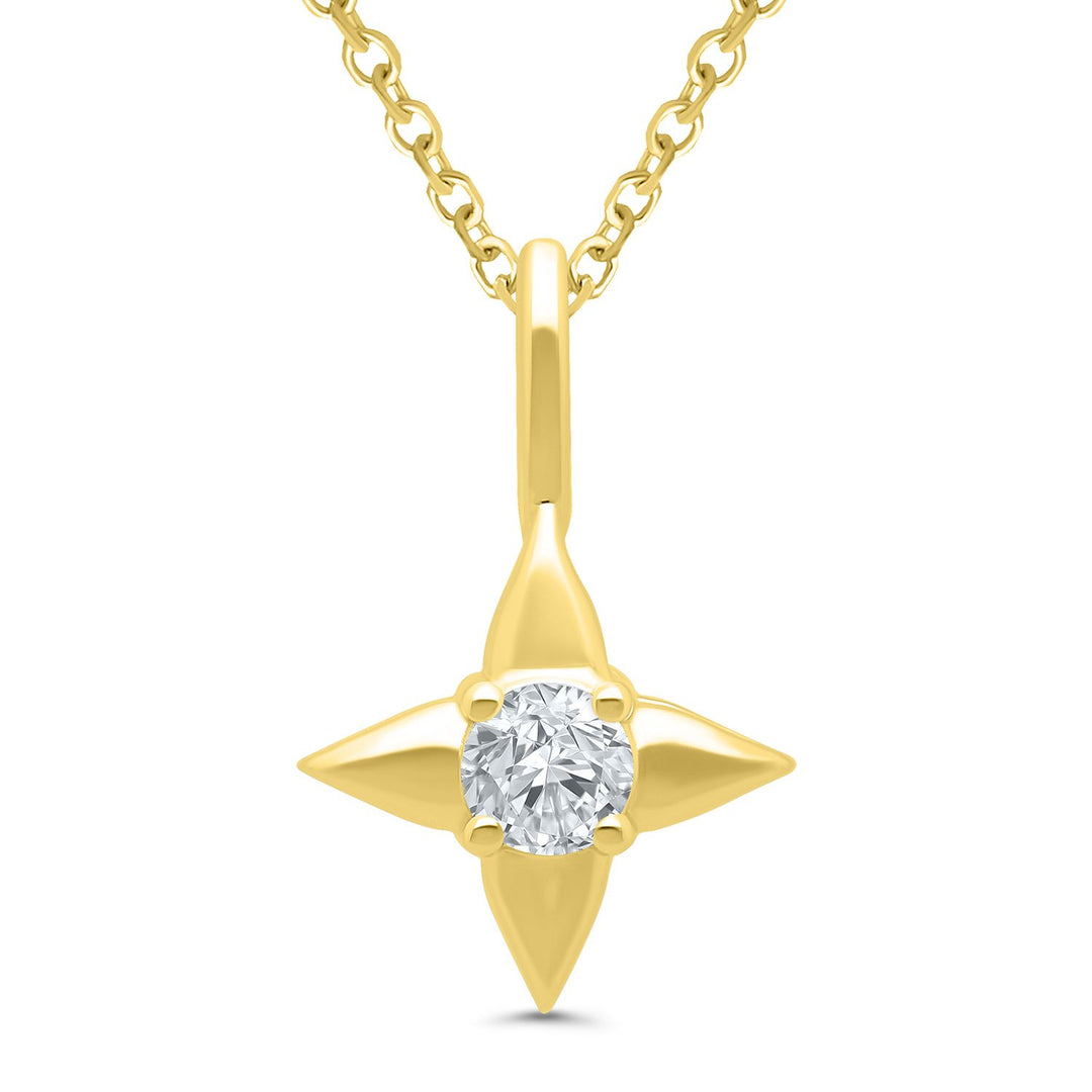 14K Yellow Gold 0.15ctw Diamond Star Necklace