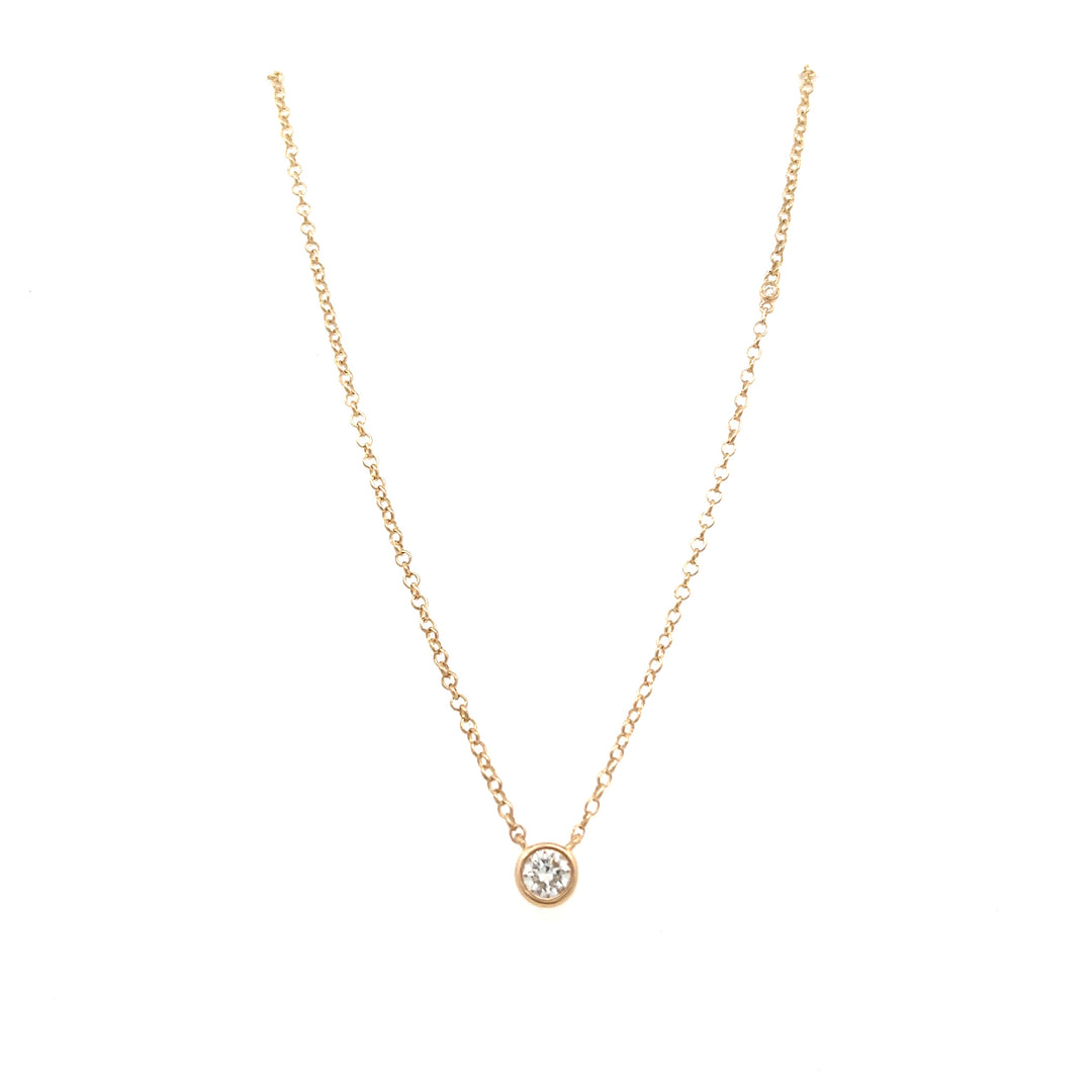 14K Yellow Gold 0.32ctw Round Diamond Solitaire Necklace