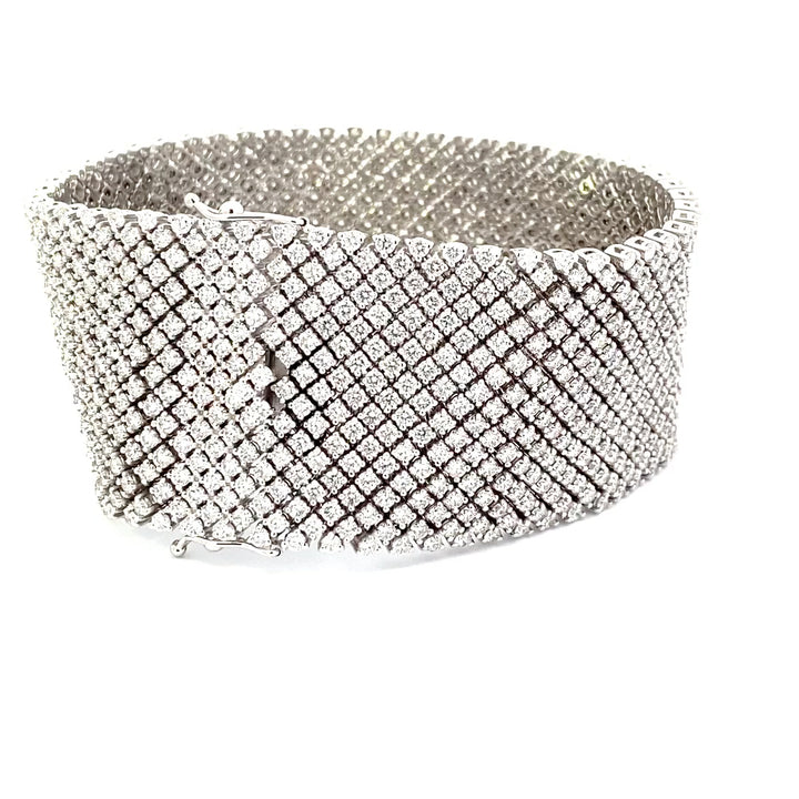 14K White Gold 31.16CTW Diamond Mesh Bracelet