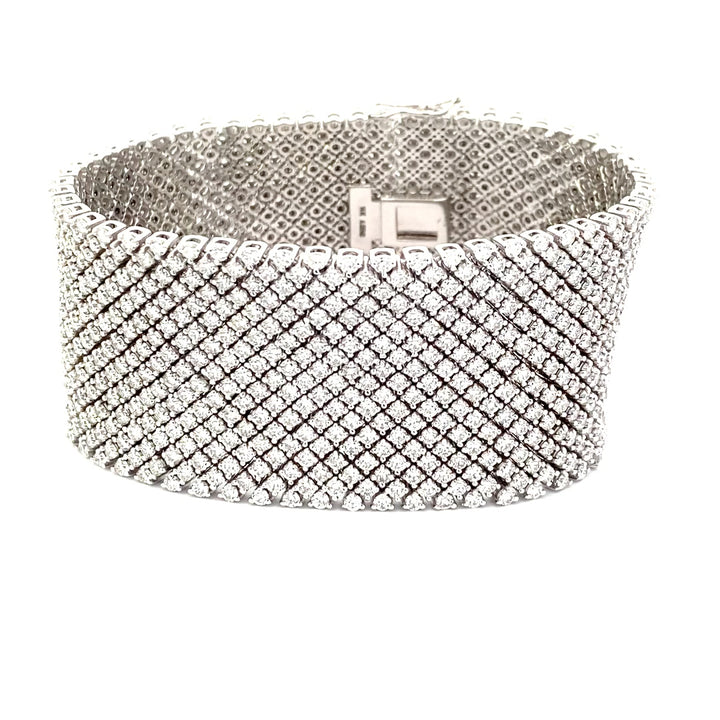 14K White Gold 31.16CTW Diamond Mesh Bracelet