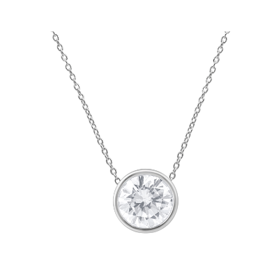 14K White Gold 1ctw Round Lab Diamond Solitaire Necklace