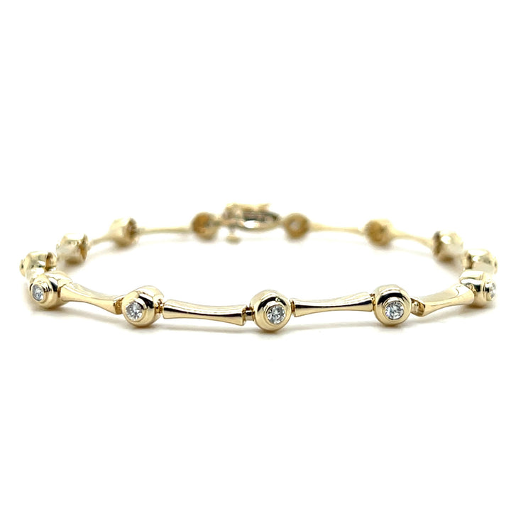 Estate 14K Yellow Gold 0.65CTW Diamond Bezel Link Vintage Bracelet