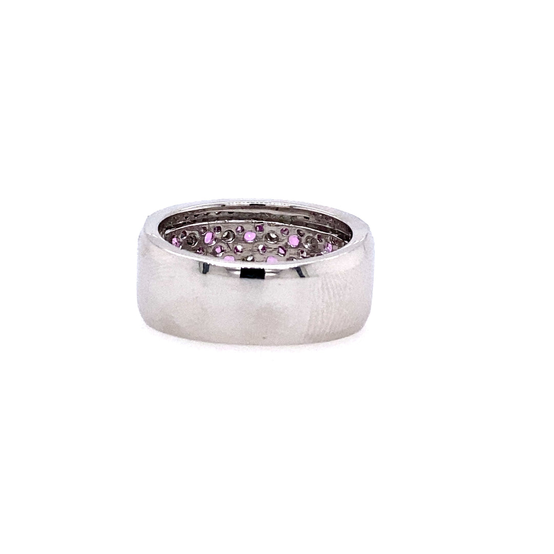 Estate 14K White Gold Pink Sapphire & Diamond Multi-Row Band by Effy